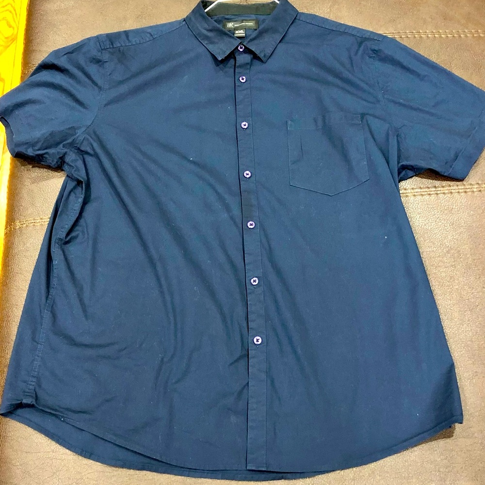 INC men’s XXL navy blue short sleeve dress shirt
